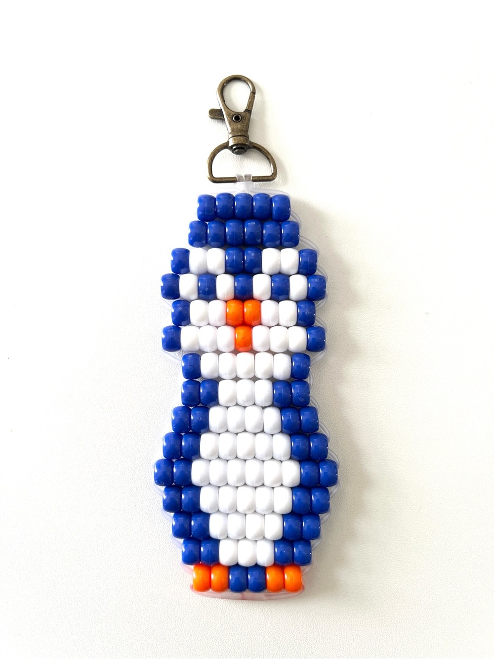 Handmade Pony Bead Penguin Keychain | Colorful Beaded Bag Charm